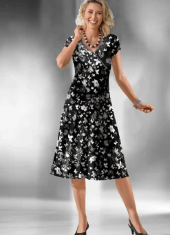 Best KLAUS MODELLE MADE IN GERMANY Kleid in Wickel-Optik SCHWARZ-WEISS-BUNT
