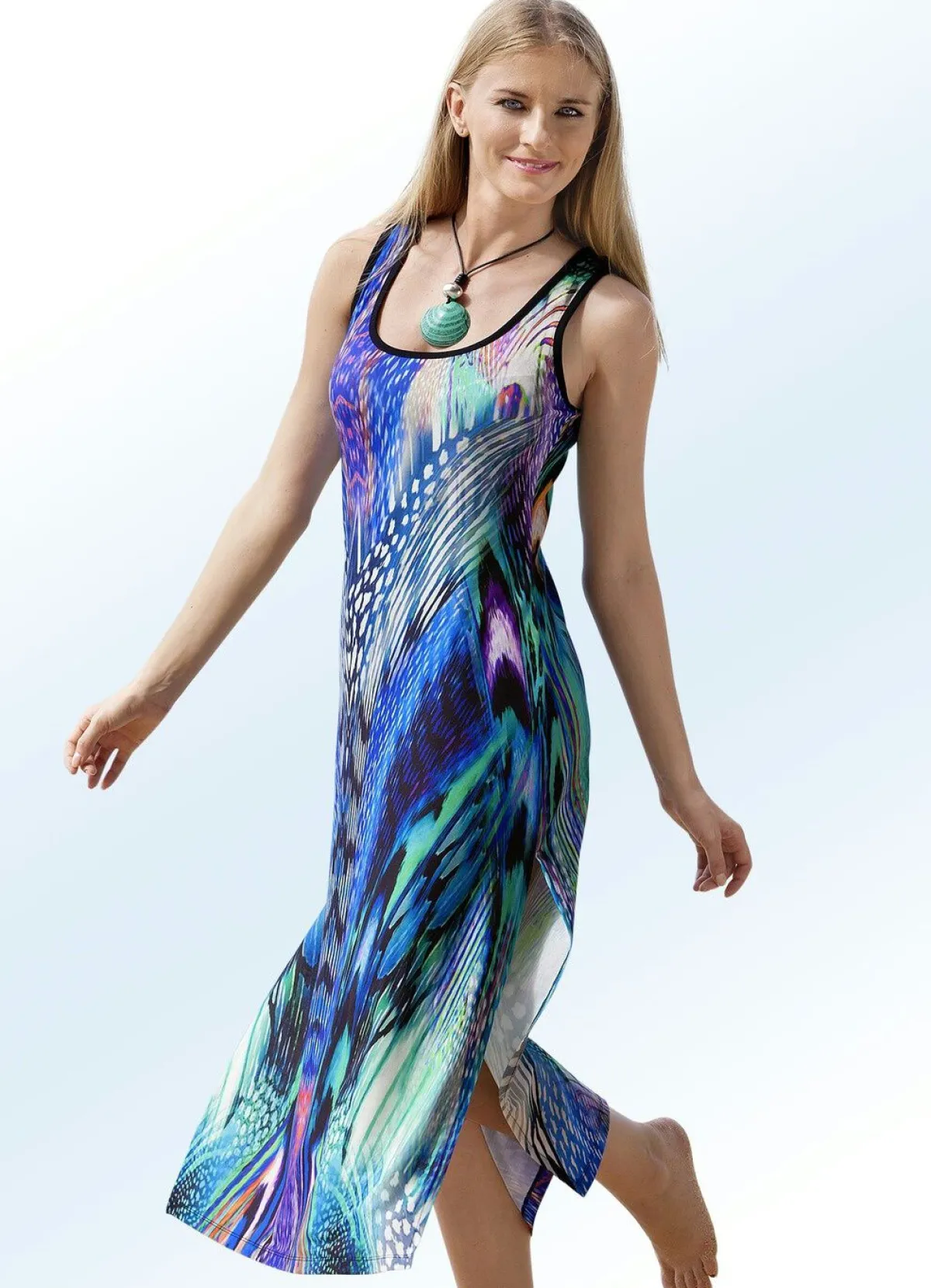 New BADER Kleid mit Alloverdessin, ärmellos ROYAL-BUNT