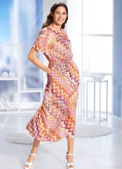 Sale BADER Kleid mit Bindeband ORANGE-BUNT
