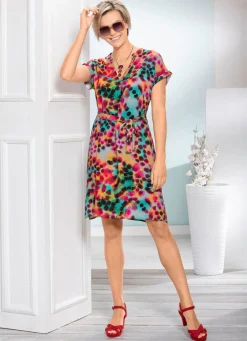 Online BADER Kleid mit Bindegürtel MINT-PINK-BUNT