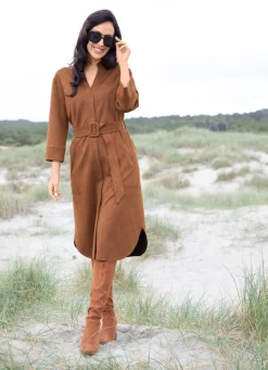 Best BADER Kleid mit Bindegürtel COGNAC