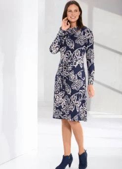 Clearance BADER Kleid mit Bindeschluppe MARINE-ECRU