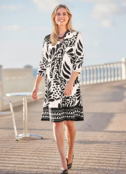 New laurakent Kleid mit dekorativer Faltenlegung SCHWARZ-ECRU