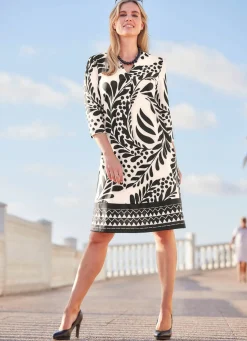 New laurakent Kleid mit dekorativer Faltenlegung SCHWARZ-ECRU