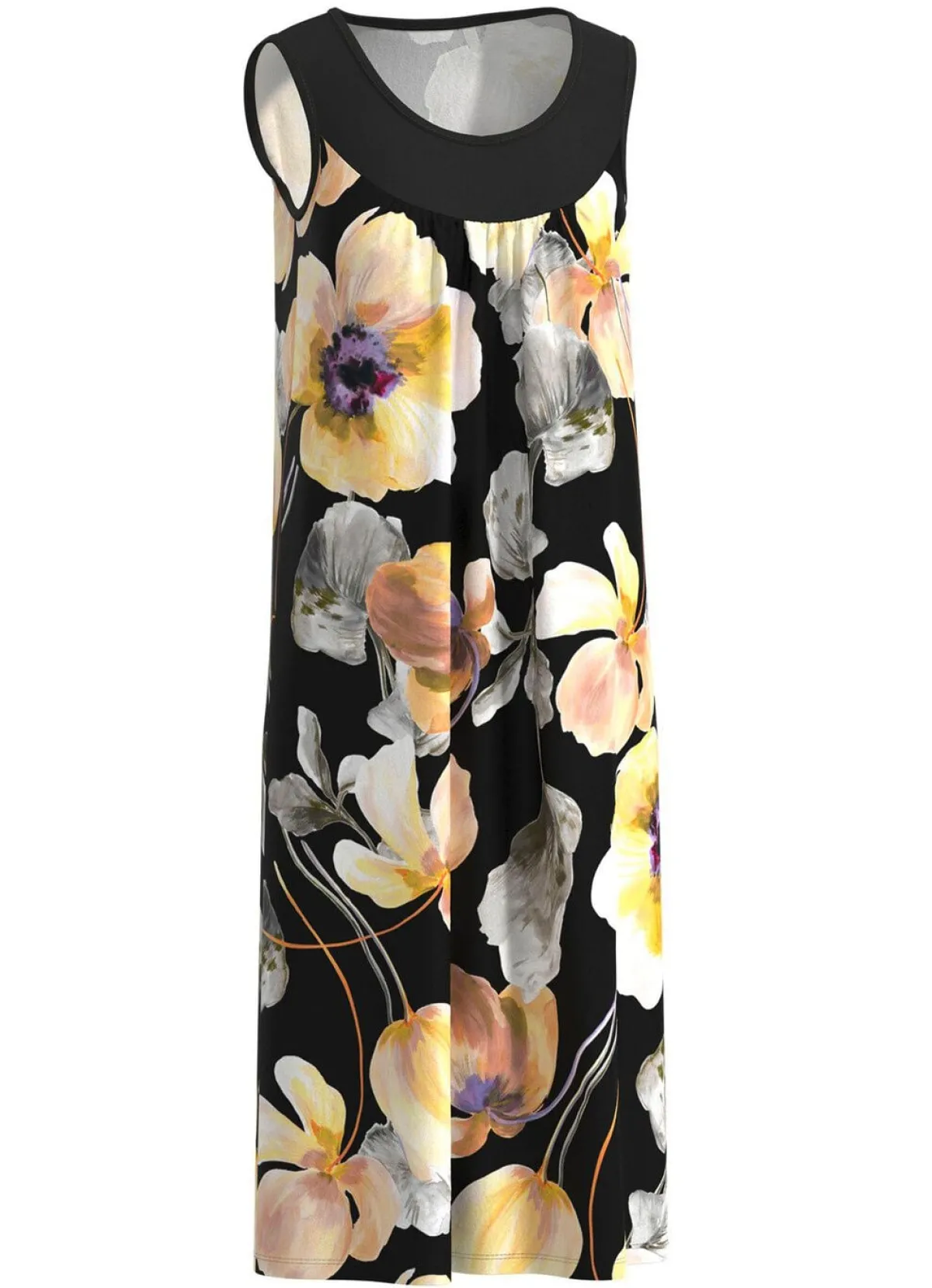 Sale KLAUS MODELLE MADE IN GERMANY Kleid mit farbbrillantem Druckdessin SCHWARZ-BUNT