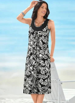 Outlet KLAUS MODELLE MADE IN GERMANY Kleid mit farbbrillantem Druckdessin SCHWARZ-WEISS