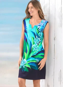 Outlet BADER Kleid mit farbbrillantem Druckdessin, ärmellos MARINE-BUNT