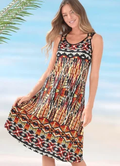 Clearance BADER Kleid mit farbbrillantem Druckdessin SCHWARZ-TERRA-BUNT