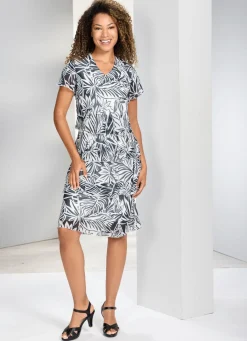 Best BADER Kleid mit Floral-Dessin SCHWARZ-ECRU