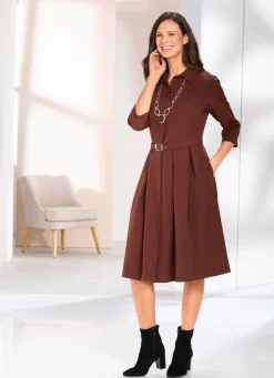 Hot BADER Kleid mit Gürtel BRAUN