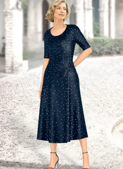 KLAUS MODELLE MADE IN GERMANY Kleid mit Knoten-Optik MARINE-SILBER
