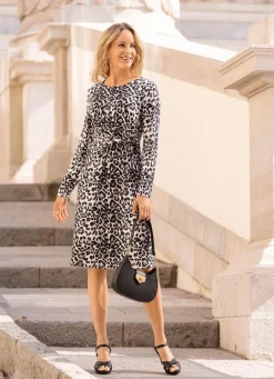 Online BADER Kleid mit Knotenoptik BEIGE-SCHWARZ-SCHOKOBRAUN