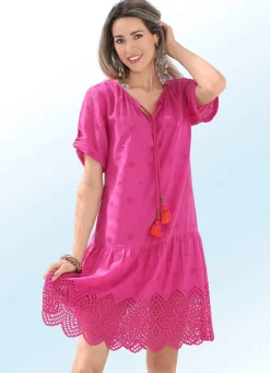 Online BADER Kleid mit Lochstickerei, aus reiner Baumwolle FUCHSIA