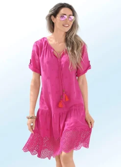 Online BADER Kleid mit Lochstickerei, aus reiner Baumwolle FUCHSIA