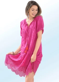 Online BADER Kleid mit Lochstickerei, aus reiner Baumwolle FUCHSIA