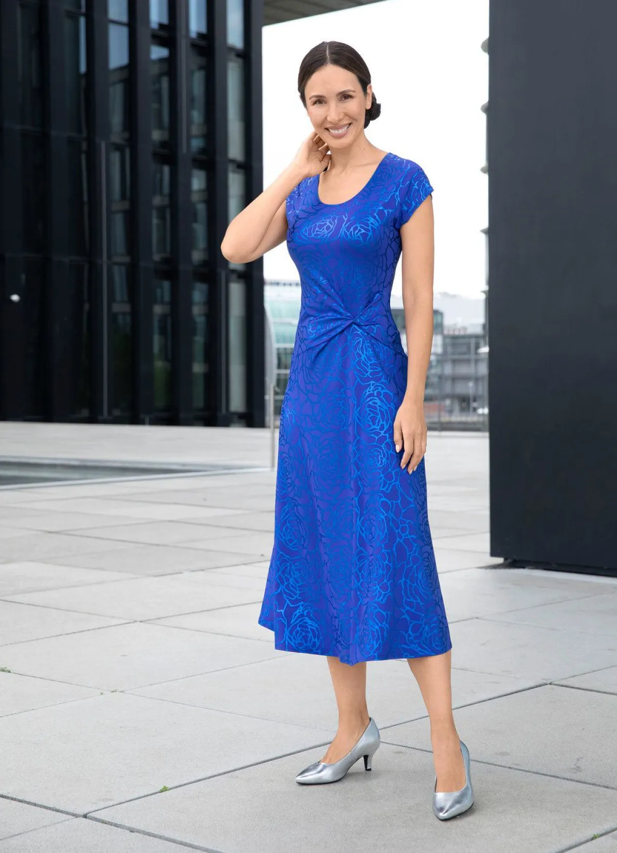 Discount BADER Kleid mit raffinierter Knotenoptik LILA-ROYALBLAU