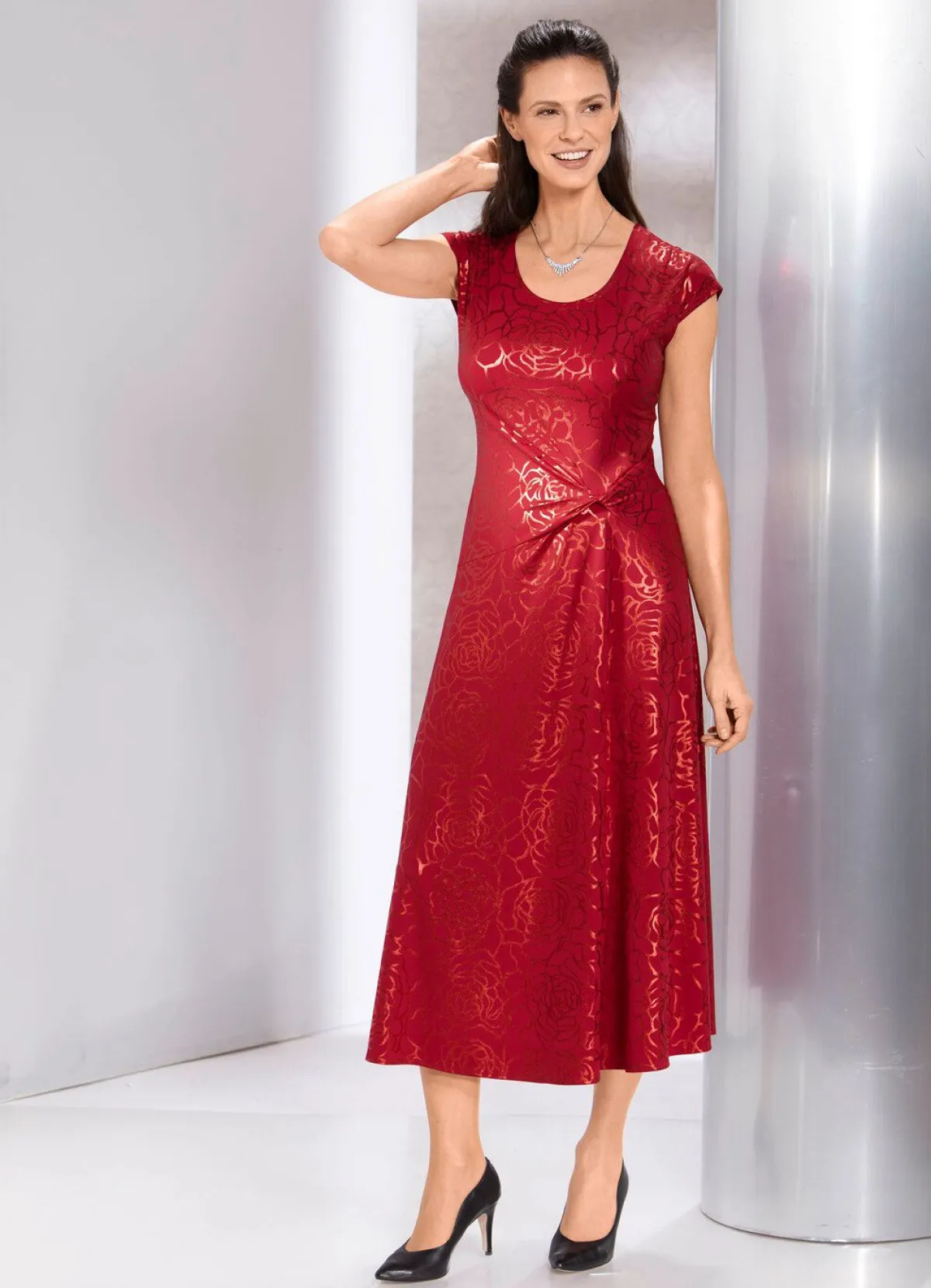 New BADER Kleid mit raffinierter Knotenoptik ROT