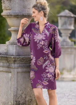 Hot B/ANCA Kleid mit Rüschenzier BEERE-ROSÉ-ECRU-BUNT