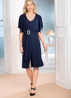 Sale BADER Kleid mit Schmuckspange NACHTBLAU