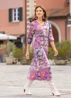Discount B/ANCA Kleid mit tollem Dessin ROSÉ-AUBERGINE-MARINE-BUNT