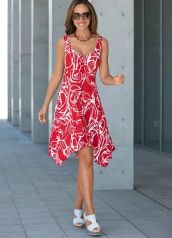 BADER Kleid mit Zierbändchen ROT-WEISS