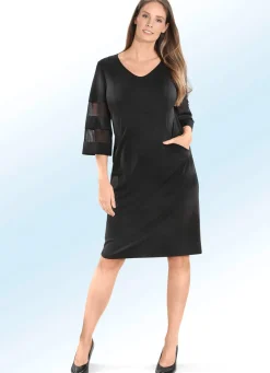 Outlet KLAUS MODELLE MADE IN GERMANY Kleid mit Trompetenärmeln SCHWARZ