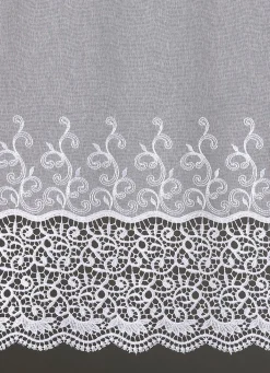 Discount BADER Kleinfenster-Store mit gebogtem Macramé-Abschluss WEISS