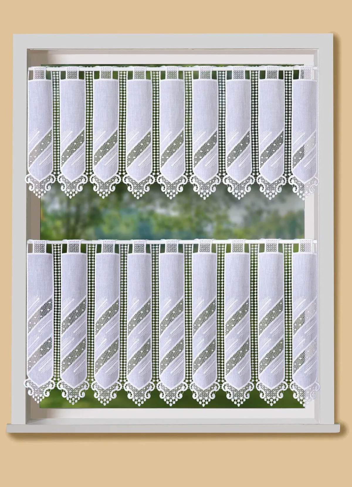 Clearance BADER Kleinfenster-Store mit Macramé-Abschluss WEISS