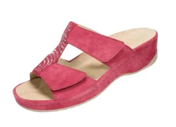 Hot BADER Klett-Pantolette aus echtem Leder BEERE