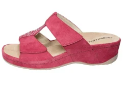 Hot BADER Klett-Pantolette aus echtem Leder BEERE