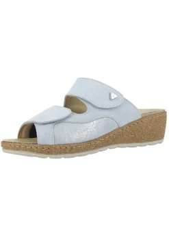 Best BADER Klett-Pantolette aus Echtleder hellblau