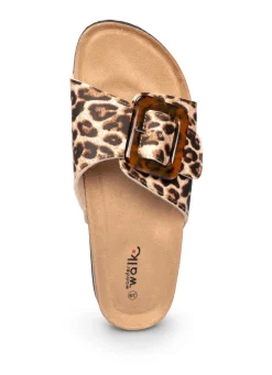 Online BADER Klett-Pantolette in Leder-Optik braun-beige