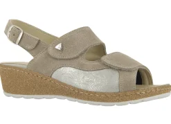 Outlet BADER Klett-Sandalette aus Echtleder beige