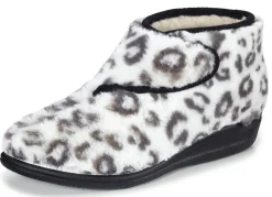 Outlet BADER Klett-Stiefelette aus kuscheligem Plüsch WEISS-SCHWARZ