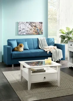 New BADER Klick-Klack-Sofa mit Dekokissen BLAU