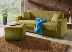 BADER Klick-Klack-Sofa mit Hocker und Dekokissen GRÜN