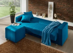 Online BADER Klick-Klack-Sofa mit Hocker und Dekokissen BLAU