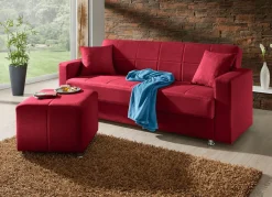 Best BADER Klick-Klack-Sofa mit Hocker und Dekokissen ROT