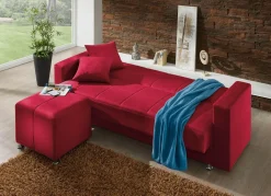 Best BADER Klick-Klack-Sofa mit Hocker und Dekokissen ROT