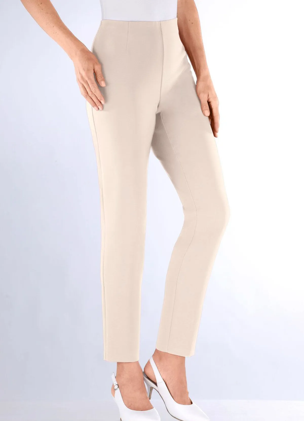Sale KLAUS MODELLE MADE IN GERMANY Knöchellange Hose mit angeschnittenem Bund BEIGE