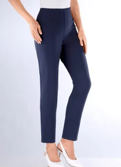 Clearance KLAUS MODELLE MADE IN GERMANY Knöchellange Hose mit angeschnittenem Bund MARINE