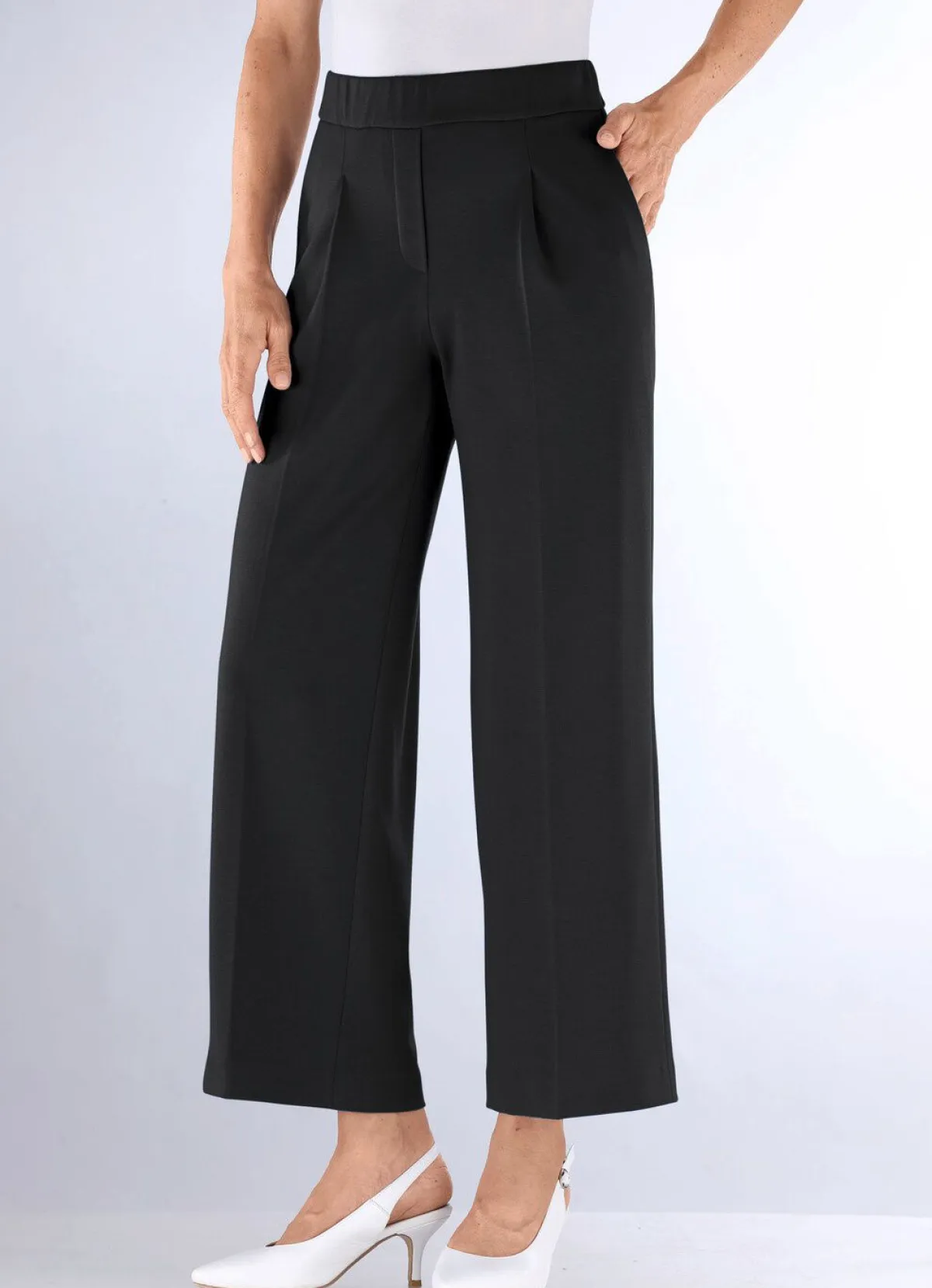 ASCARI Knöchellange Hose mit weitem Bein SCHWARZ
