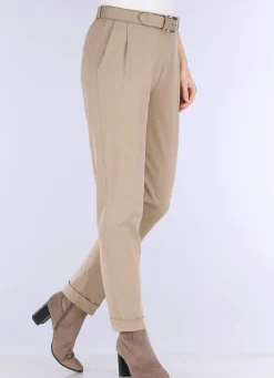 Clearance KLAUS MODELLE MADE IN GERMANY Knöchellange Hose in Schlupfform CAMEL