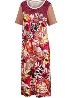 Discount LAURINA Knielanges Nachthemd SAND-PINK-BUNT