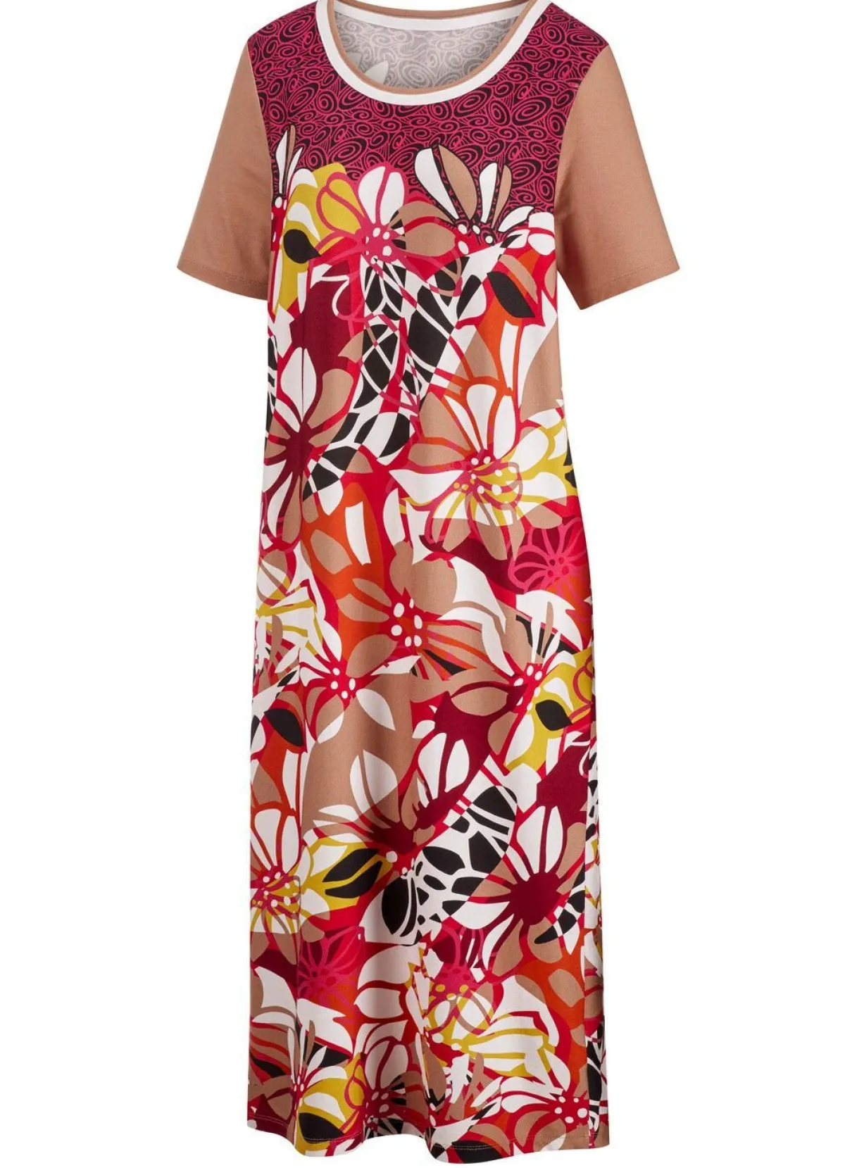 Discount LAURINA Knielanges Nachthemd SAND-PINK-BUNT