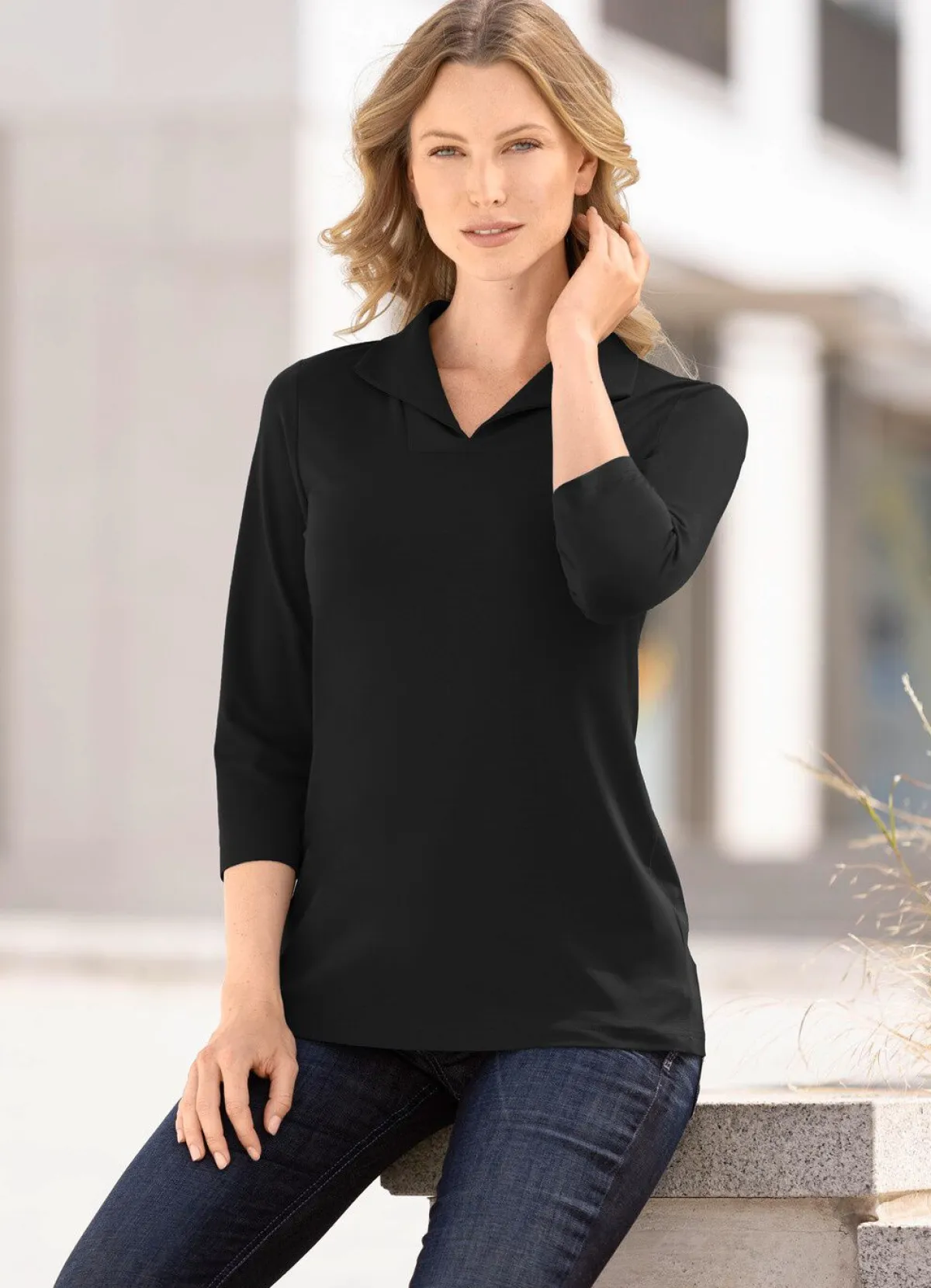 Discount KLAUS MODELLE MADE IN GERMANY Kombifreundliches Poloshirt SCHWARZ