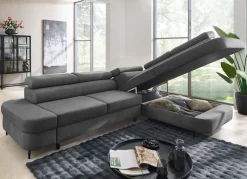 Hot BADER Komfortable Polsterecke mit Funktion und Bettkasten GRAU