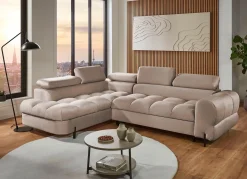 New BADER Komfortable Polsterecke mit Bettfunktion beige