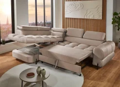 New BADER Komfortable Polsterecke mit Bettfunktion beige