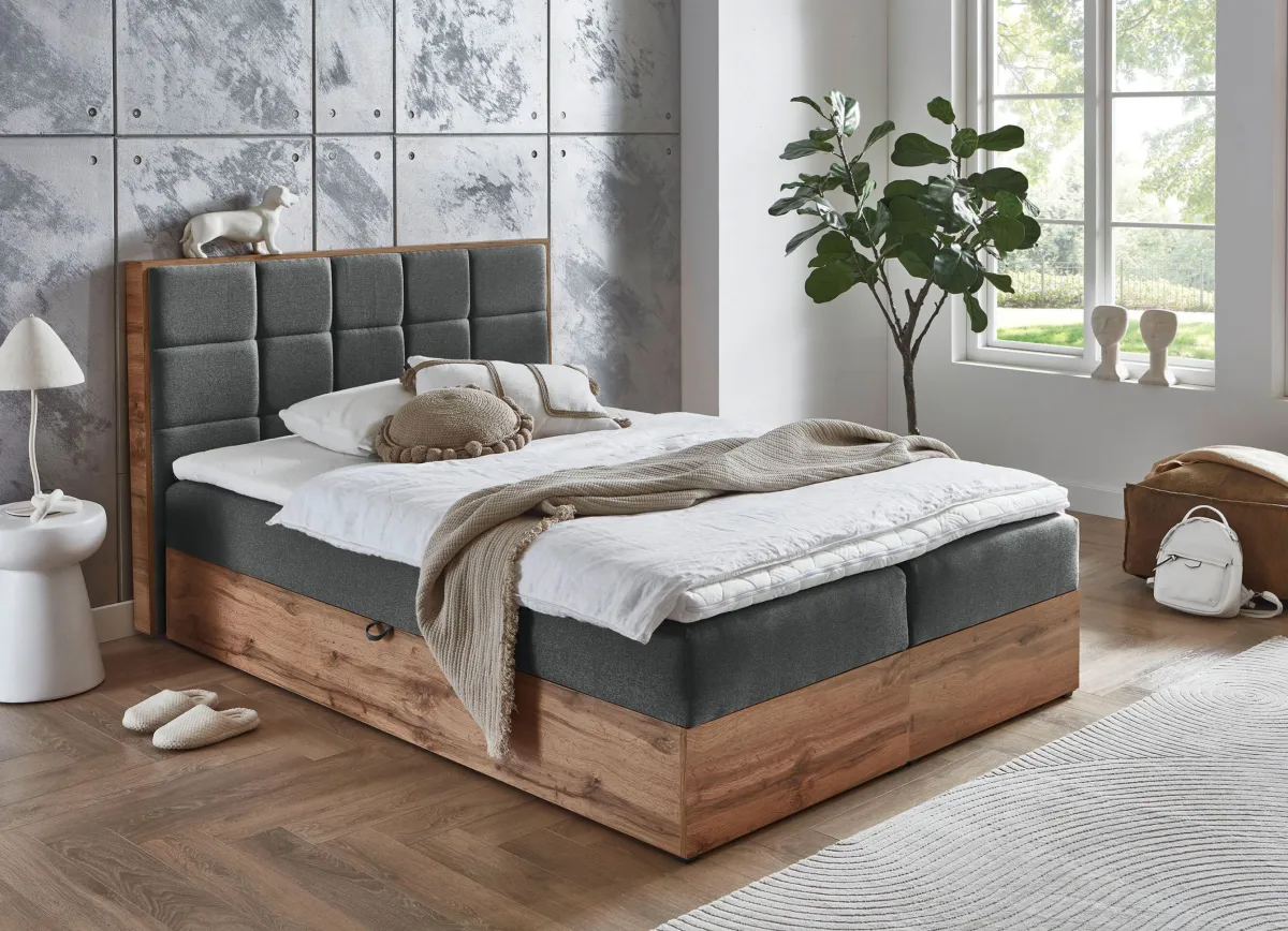 Outlet BADER Komfortables Boxspringbett anthrazit